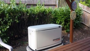 With a small backyard, this generator worked out to be next to the deck for this home in Corvallis.